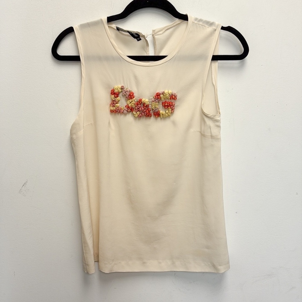Dolce & Gabbana Cream Tank Top with Floral Accents